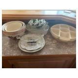 Lot of Assorted Serving Pieces Mixing Bowls Casserole Divided Tray