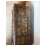 Vintage Chinese Carved Wood Trunk Chest With Glass Top