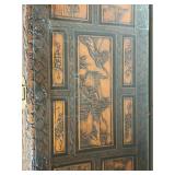 Vintage Chinese Carved Wood Trunk Chest With Glass Top