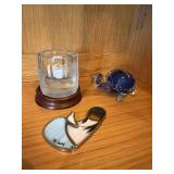 Lot of Assorted Decorative Figurines Glass Brass Porcelain Decor