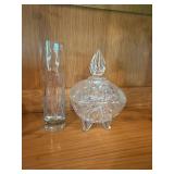 Lot of Vintage Pottery Pitchers Cut Glass Covered Dish Bud Vase