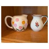Lot of Vintage Pottery Pitchers Cut Glass Covered Dish Bud Vase