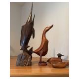 Vintage Hand Carved Wood Folk Art Animal Figurines & Decor Lot