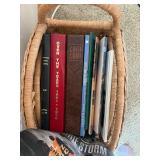 Wicker Magazine Basket with Assorted Books & Birds Blooms Magazines