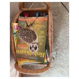Wicker Magazine Basket with Assorted Books & Birds Blooms Magazines