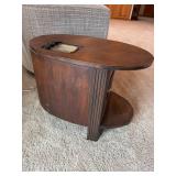 Antique Philco Art Deco Chairside End Table Radio Wood Cabinet Tube Radio
