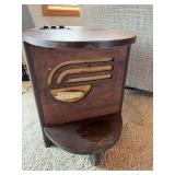 Antique Philco Art Deco Chairside End Table Radio Wood Cabinet Tube Radio