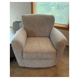 Beige Upholstered Rocking Chair Barrel Back Accent Armchair 36in Wide