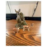 Lead Crystal Vase with Animal Figurines and Plush Dog Decor