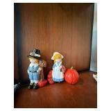 Assorted Thanksgiving Fall Decor Lot Angel Turkeys Pilgrims Vase