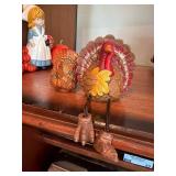 Assorted Thanksgiving Fall Decor Lot Angel Turkeys Pilgrims Vase