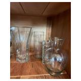 Vintage Barware & Glass Vase Lot - Chrome Dispenser, Decanters, Vases