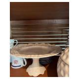 Box Lot of Assorted China, Glassware, Golf Ball Cookie Jar & Cake Stand
