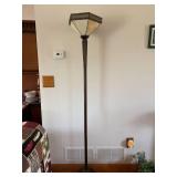 Mission Style Floor Lamp Slag Glass Torchiere Bronze Tone 70.5in