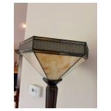 Mission Style Floor Lamp Slag Glass Torchiere Bronze Tone 70.5in
