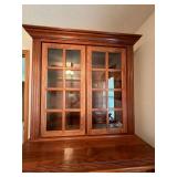 Traditional Wooden Gun Cabinet Display Hutch w Glass Doors & Drawers