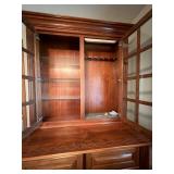 Traditional Wooden Gun Cabinet Display Hutch w Glass Doors & Drawers