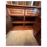 Traditional Wooden Gun Cabinet Display Hutch w Glass Doors & Drawers