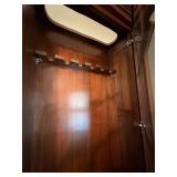 Traditional Wooden Gun Cabinet Display Hutch w Glass Doors & Drawers