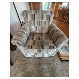 Upholstered Wingback Accent Chair Geometric Stripe Pattern