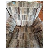 Upholstered Wingback Accent Chair Geometric Stripe Pattern
