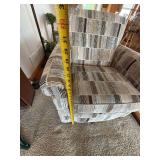 Upholstered Wingback Accent Chair Geometric Stripe Pattern