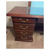 Traditional Mahogany-Finish Executive Desk & Tufted Leather Office Chair Set