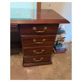Traditional Mahogany-Finish Executive Desk & Tufted Leather Office Chair Set