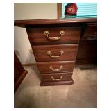 Traditional Mahogany-Finish Executive Desk & Tufted Leather Office Chair Set