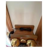 Vintage Style Limited Edition Wooden Wall Telephone Brass Bells Rotary Look