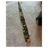 Vintage Hand Painted Two Man Crosscut Saw Northwoods Deer Barn Folk Art 53"
