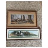 Lot of 3 Framed Art Prints - Signed D. Leonard Watercolors & Numbered Turkey Print