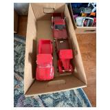 Set of 3 Vintage Red Diecast Model Trucks 1:18 Scale