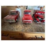 Set of 3 Vintage Red Diecast Model Trucks 1:18 Scale