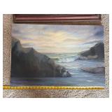 Lot of 2 Artworks Terry Redlin Summertime Framed Print & Original Oil Seascape