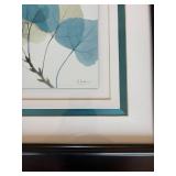 Signed Botanical Leaf Framed Wall Art Print Double Matted 16in