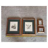 Set of 4 Framed Signed Duck Prints Mallard Teal Wood Duck Pintail Oak Frames