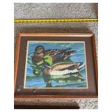 Lot of 3 Framed Wall Decor - 3D Deer Print, Duck Needlepoint, 9/11 Plaque