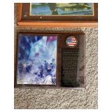 Lot of 3 Framed Wall Decor - 3D Deer Print, Duck Needlepoint, 9/11 Plaque