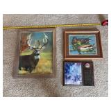 Lot of 3 Framed Wall Decor - 3D Deer Print, Duck Needlepoint, 9/11 Plaque