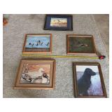 Framed Wildlife Wall Art Hunting Dog Waterfowl Cabin Decor Group