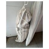 Pair of Striped Canvas Drawstring Storage Bags Large Laundry Sacks