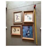 Vintage Framed Wildlife Art Prints - Set of 4 Duck Loon Turkey