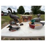Lot of Duck Decor - LARK Toys Dooley Pull Toy, Wooden Mallard Decoys, Goose Statue