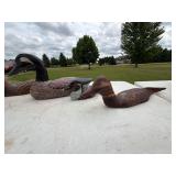 Lot of 4 Vintage Hand Carved Wooden Duck & Goose Decoy Figurines
