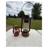 Vintage Kerosene Lanterns including Winged Brand Red Lantern