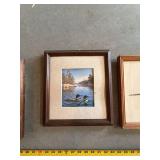 Set of 4 Vintage Framed Wildlife Scenic Prints Ducks Pheasant Loons