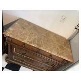 Vintage Marble Top 3-Drawer Accent Chest Traditional Wood Nightstand