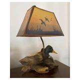 Wildlife Mallard Duck Table Lamp Driftwood Base Scenic Shade See Photos