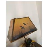 Wildlife Mallard Duck Table Lamp Driftwood Base Scenic Shade See Photos